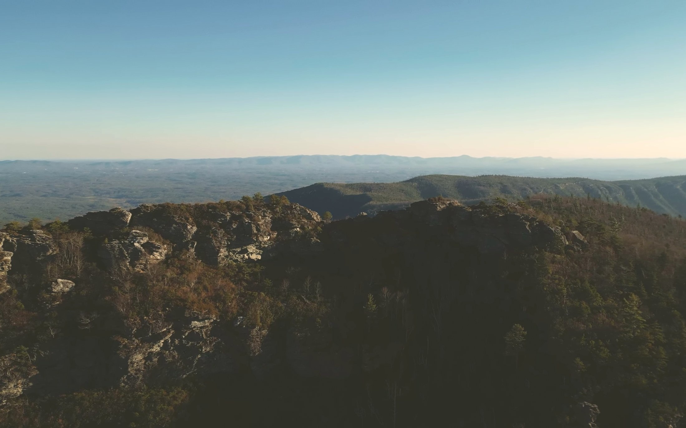 Layered Blue Ridge mountain ridges at golden hour in western North Carolina, elopement landscape
